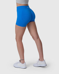 Shop Lily Form Sculpting Shorts, електрично сина боја: обликувачки шорцеви со висок струк – поглед од назад под агол