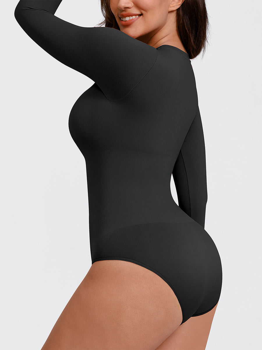 Essentials Classic Long Sleeve Bodysuit, црна боја – страничен поглед