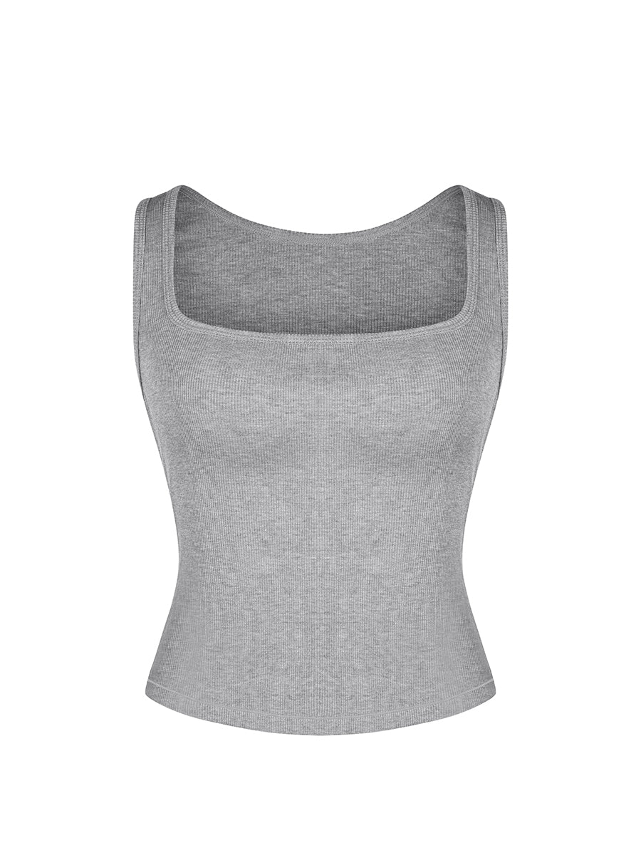 Shop Lily True Comfort Luxe Lounge Top, сива боја: ребреста домашна маица без ракави – производот на неутрална позадина