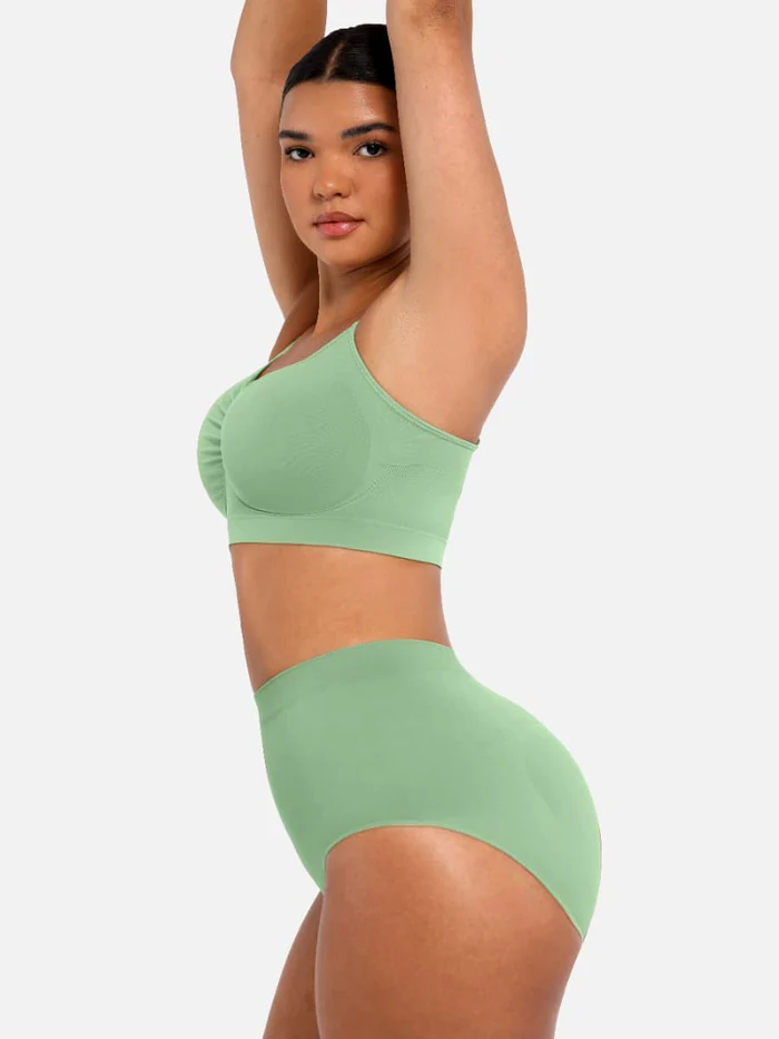High Waisted Classic Shaping Panties, зелена боја – во комбинација со соодветен градник
