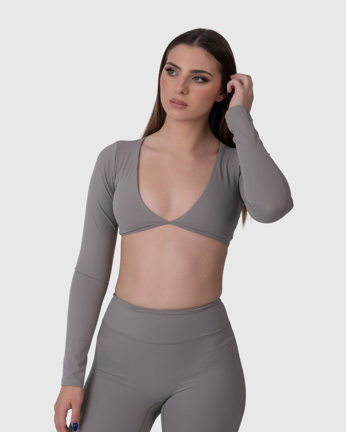 Align Soft Long Sleeve Top, сива боја – поглед од напред (друг агол)