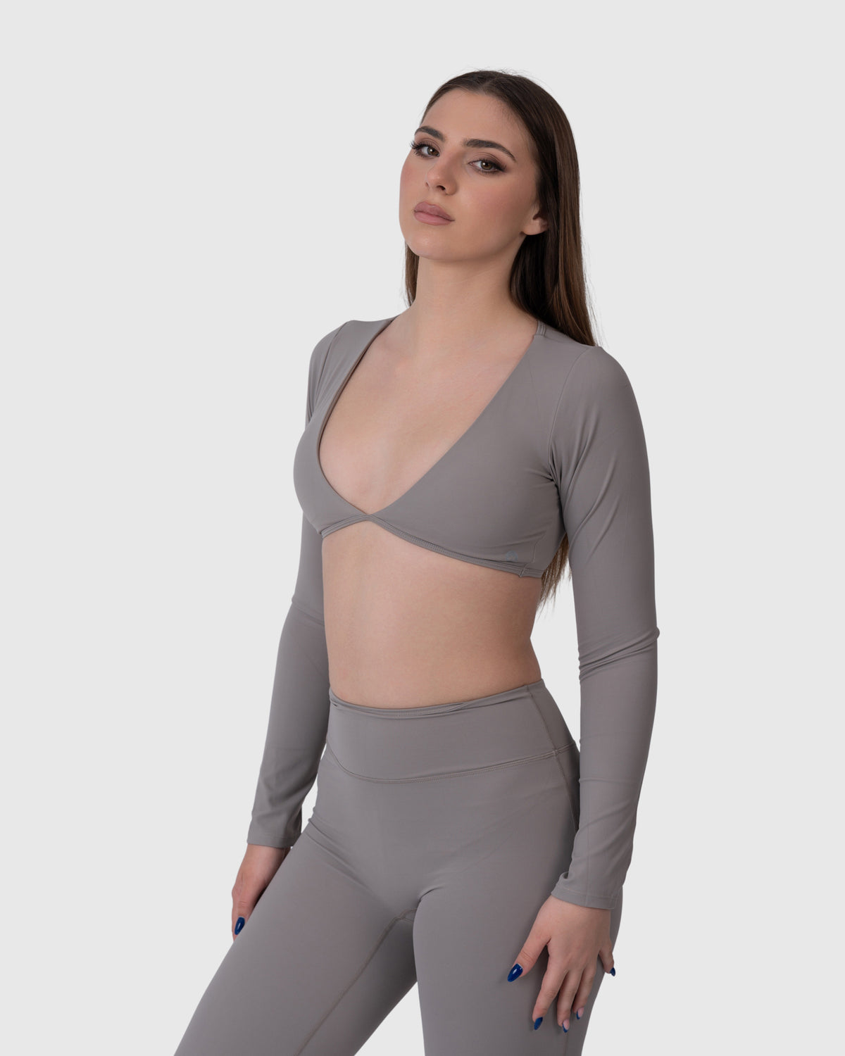 Align Soft Long Sleeve Top, сива боја – поглед од напред под агол